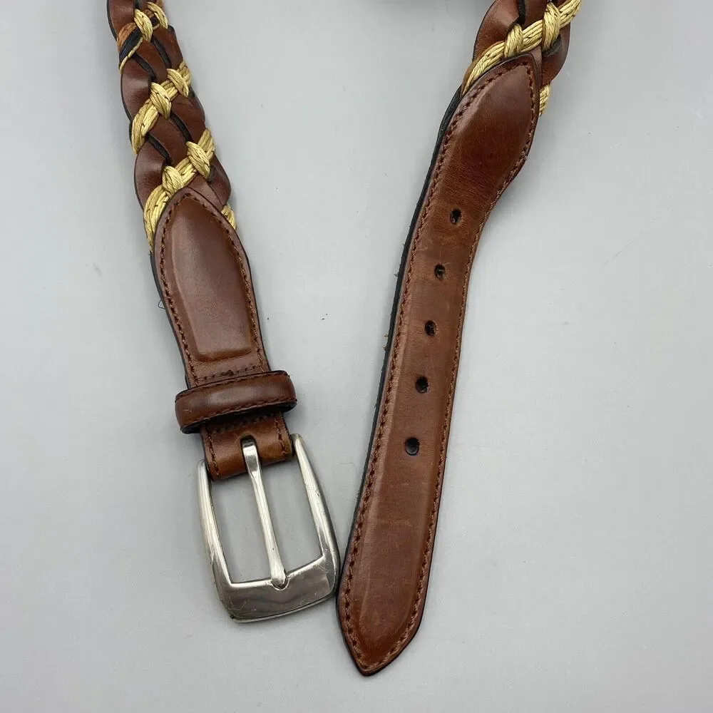 Brighton Men's Braided Woven Brown Leather Belt Width‎ 1.25